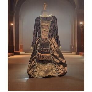 Historic Dress Colonial 1700's Costume Revolution Ballgown Sz Small Teen Brown